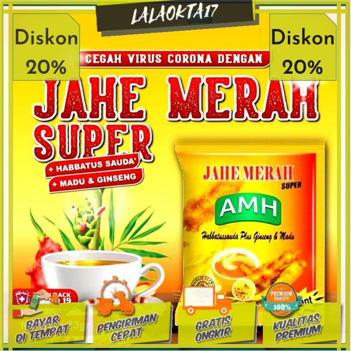 

(1 Sachet) Minuman Herbal Instan Bubuk Jahe Merah Super AMH Original