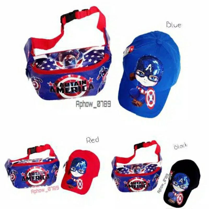 BIG SALE 12.12 PROMO 2 IN 1 PAKET HEMAT WAISBAG ANAK DAM TOPI ANAK LED KEREN