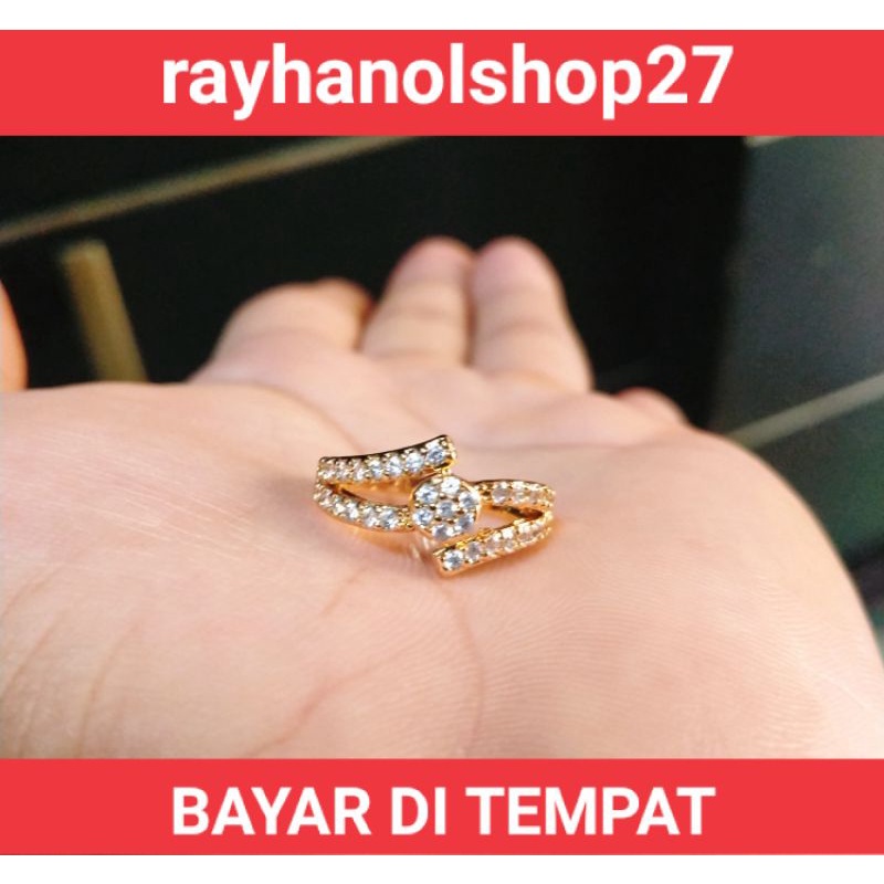 RO-27 Cincin xuping perhiasan wanita motif pilihan permata terbaru anti luntur