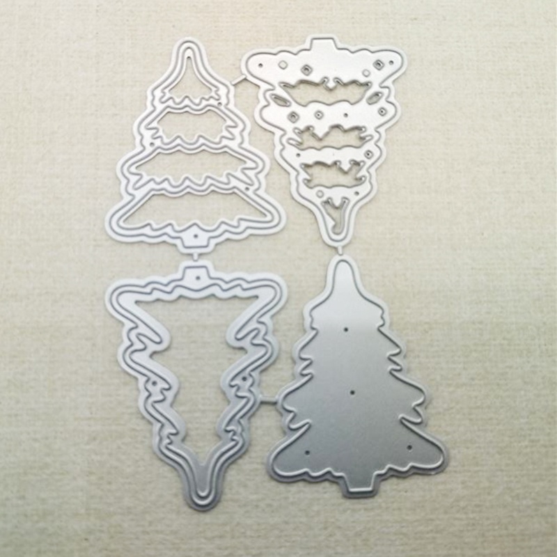 Cetakan Stensil Cutting Dies Motif Pohon Natal Bahan Metal Untuk Scrapbook Craft DIY