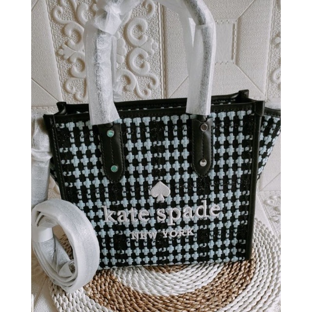 Tas Wanita Kate Spade Tweed Fabric BlueMulti Small Tote KS Tweed Original