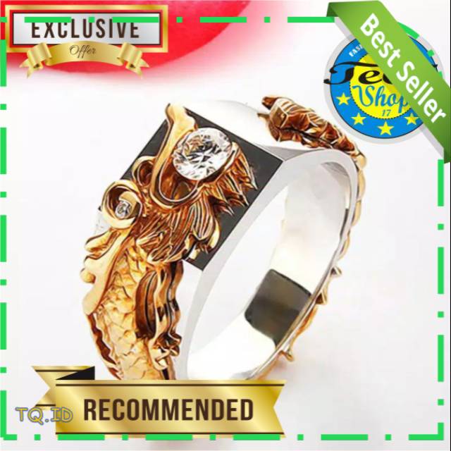 CINCIN PRIA MOTIF NAGA MELINGKAR - RING SKULL TITANIUM
