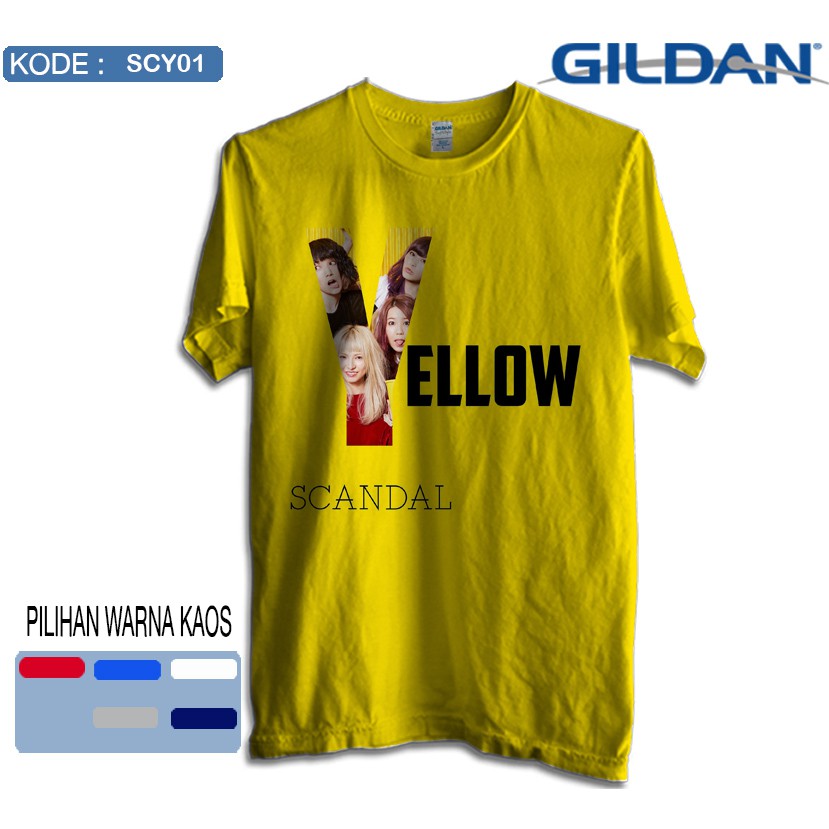 Kaos scandal band cover yellow original gildan softstyle