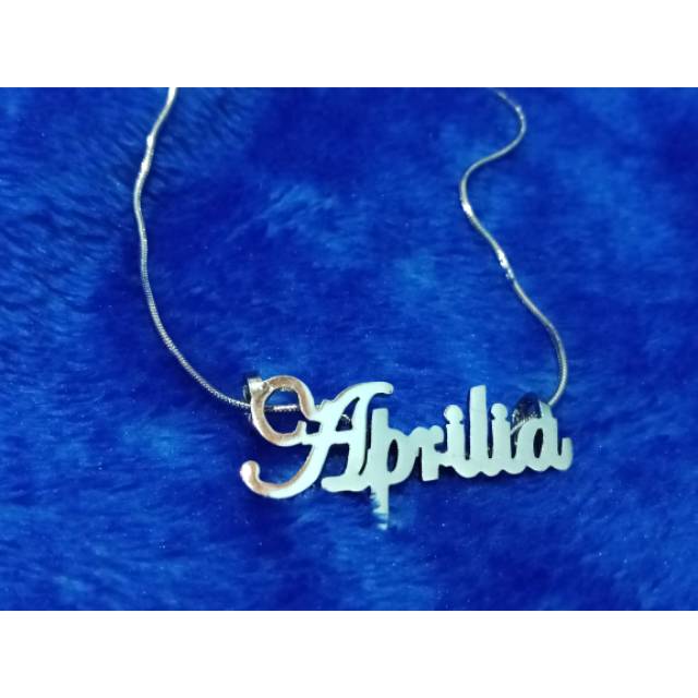 Kalung Nama Lapis Emas Putih Elegant Trendy