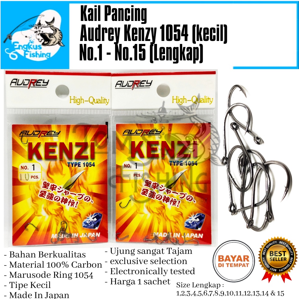 Kail Pancing Audrey Kenzi 1054 Kecil (No.1 - No.15) Murah High Carbon Steel - Engkus Fishing