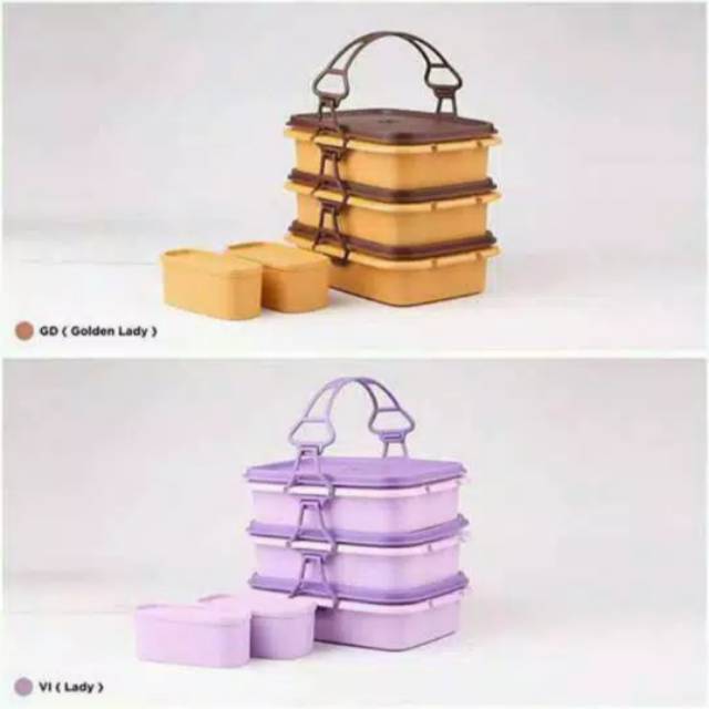 RANTANG MAKANAN LUNCH BOX BESAR 3 SUSUN TWIN TULIPWARE