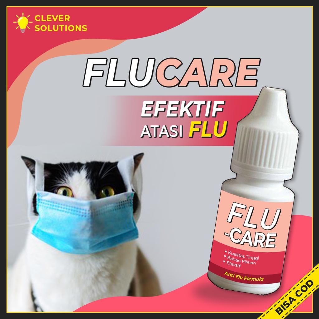 Obat Flu Kucing FLU-CARE Obat Kucing Pilek Batuk Demam Ngorok Infeksi Pernafasan Kucing Cat Kitten by Clever Solutions Olive Care Fefarm Babah Cat House Racoon Koinami