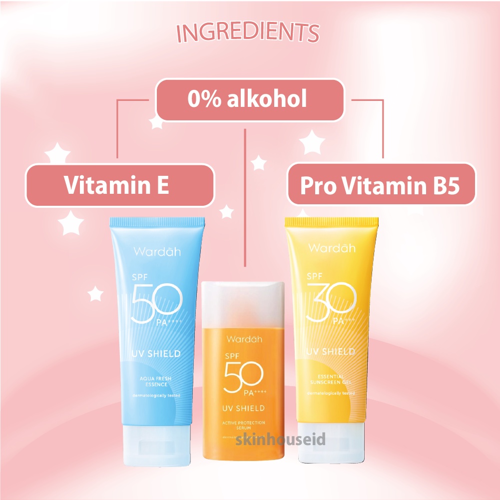 Skinhouseid Sunblock Wardah Sunscreen Gel UV Shield SPF 30 &amp; 50 PA ++++ Original Termurah BPOM