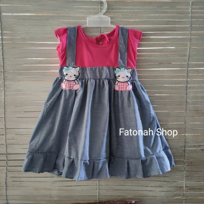 Dress Anak cewek 1 2 tahun hellokitty kembar gaun anak cewek baju anak perempuan ( dress TWIN HK  )