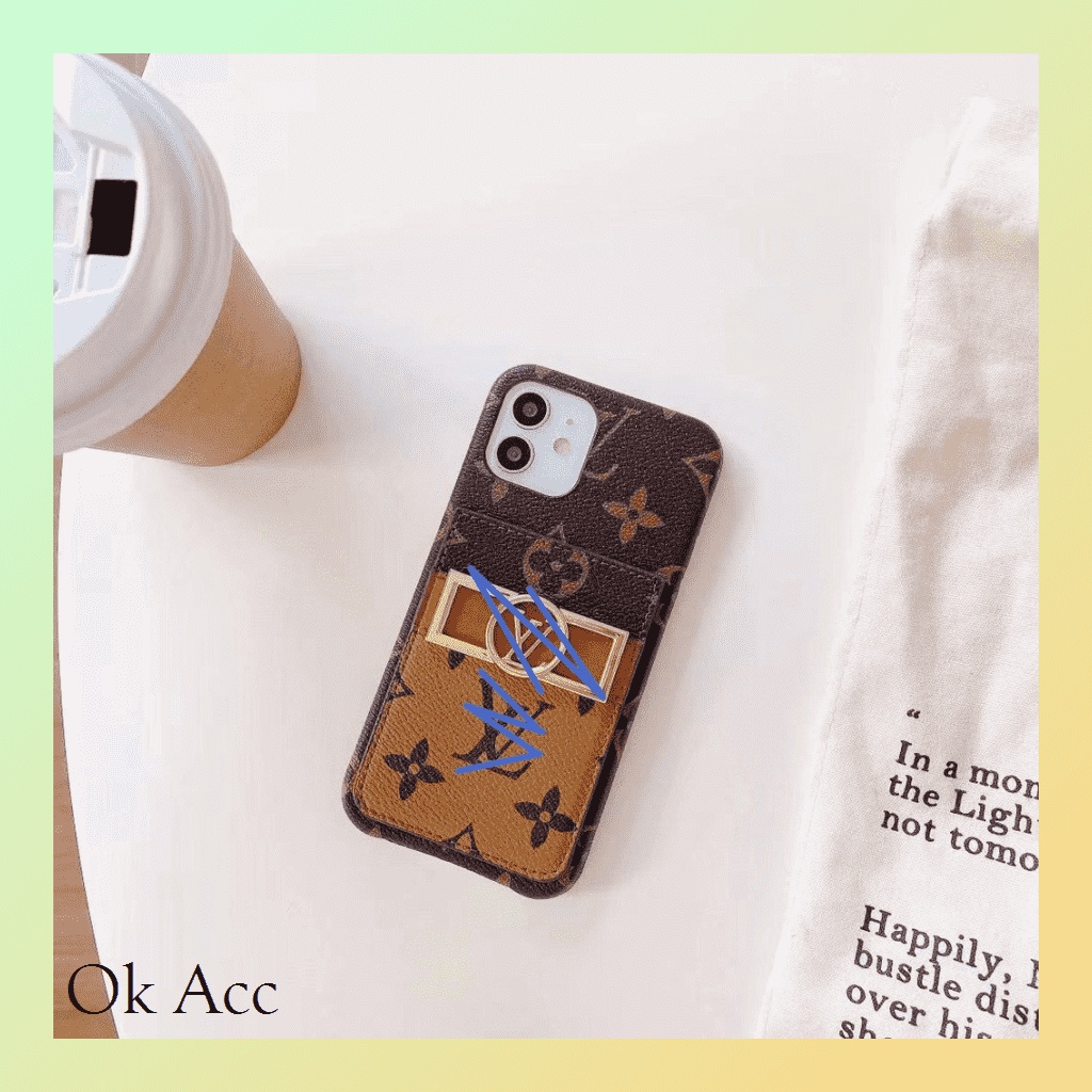 Case LV mini dompet kartu Iphone 7 8 7+ 8+ X Xs Xr Max 11 12 13 Pro Max FH39