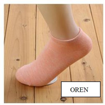 DODORY D060 Kaos Kaki Polos Wanita KaosKaki Spandek Pendek Korea Murah Short Socks-Oren
