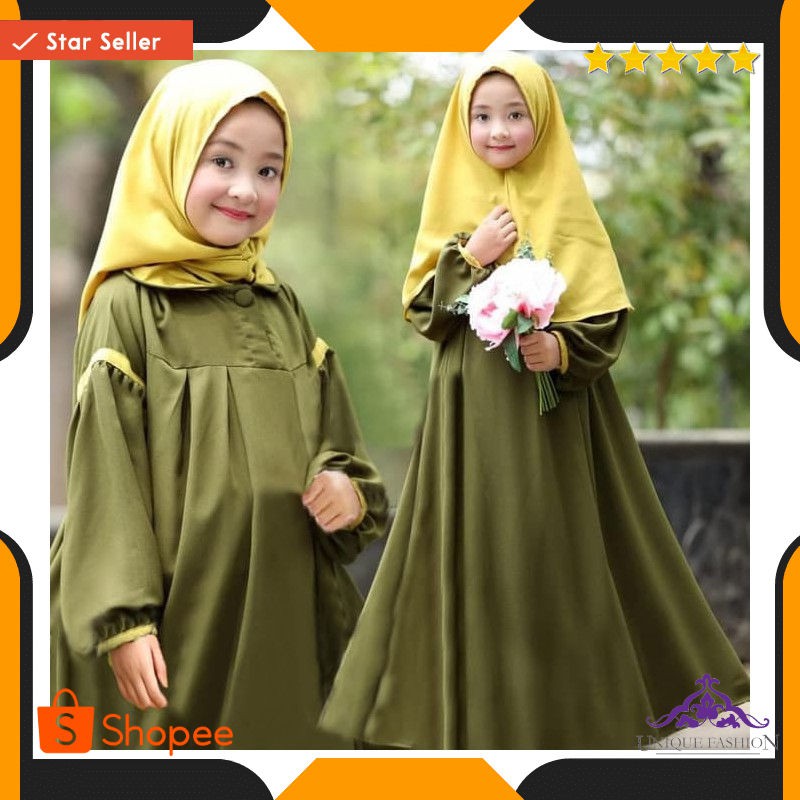 Syari Odelia Kids Army Sw Baju Muslim Anak Perempuan Wollycrepe Army