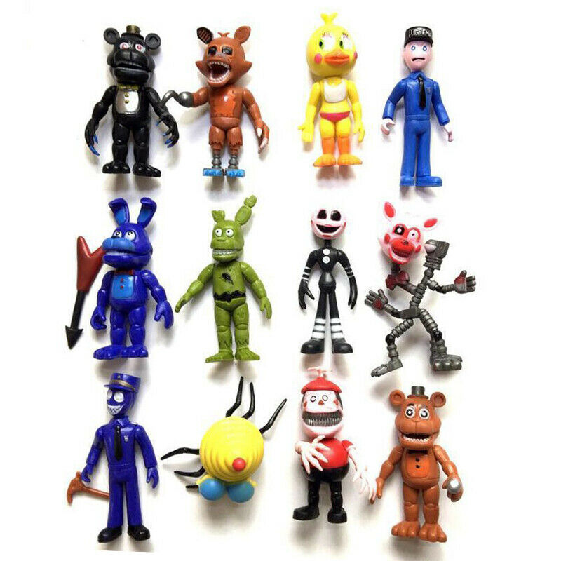 12pcs / Set Mainan Action Figure Karakter Five Nights at Freddy 's FNAF Chica Bonnie Foxy Bahan PVC Ukuran 5-11.5cm