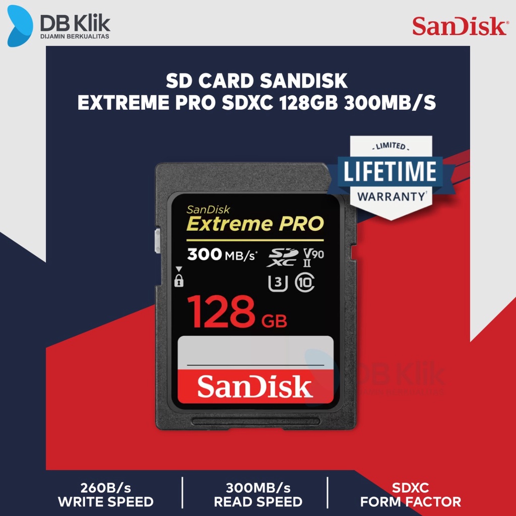 SD Card SanDisk Extreme Pro SDXC 128GB 300MB/s (SDSDXDK-128G-GN4IN)