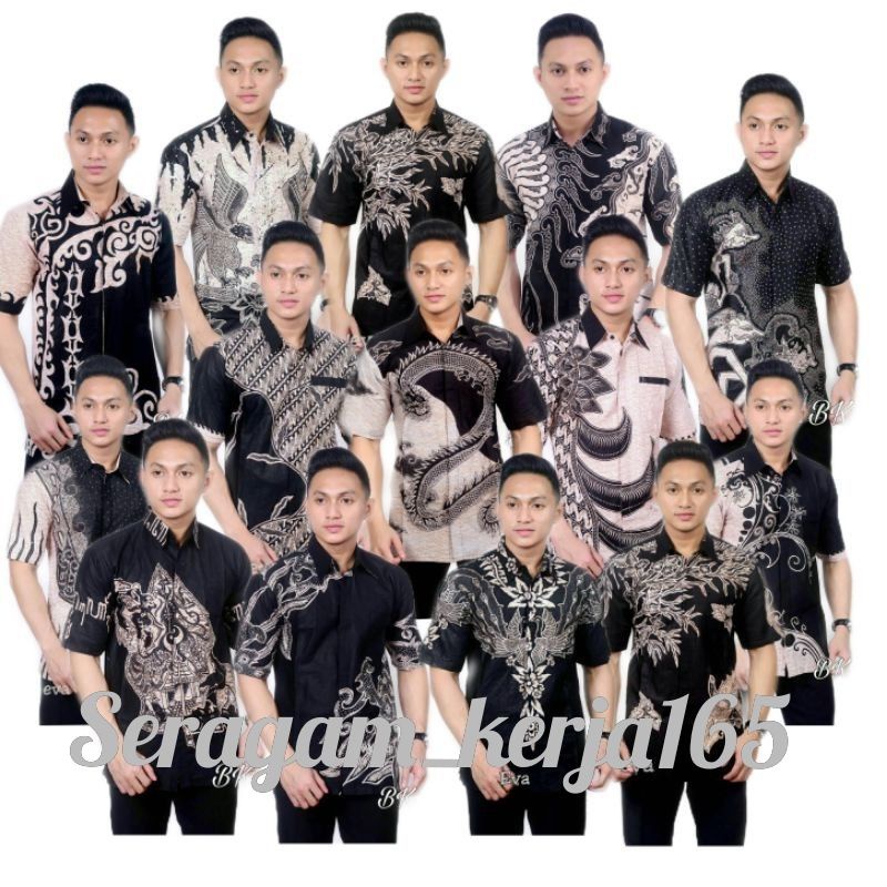 HEM BATIK LENGAN PENDEK MOTIF HITAM MANIS/SERAGAM KERJA