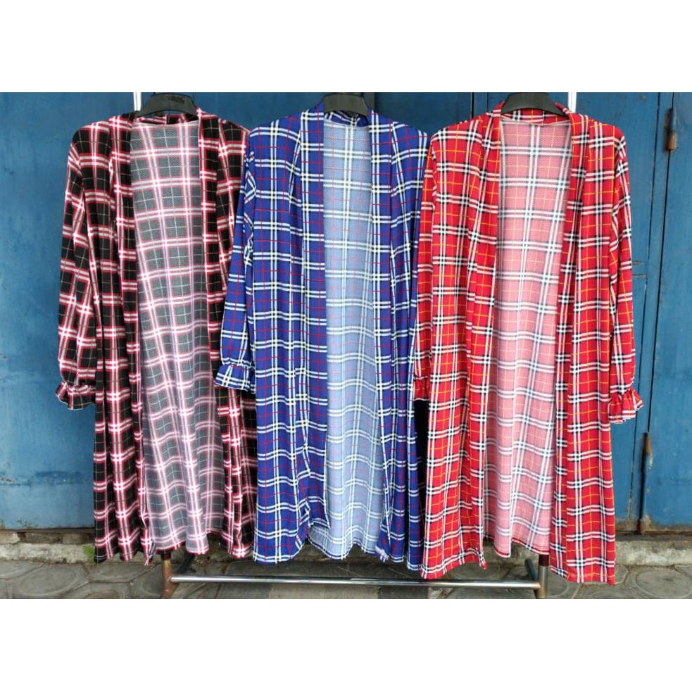 CARDIGAN PANJANG MOTIF KOTAK