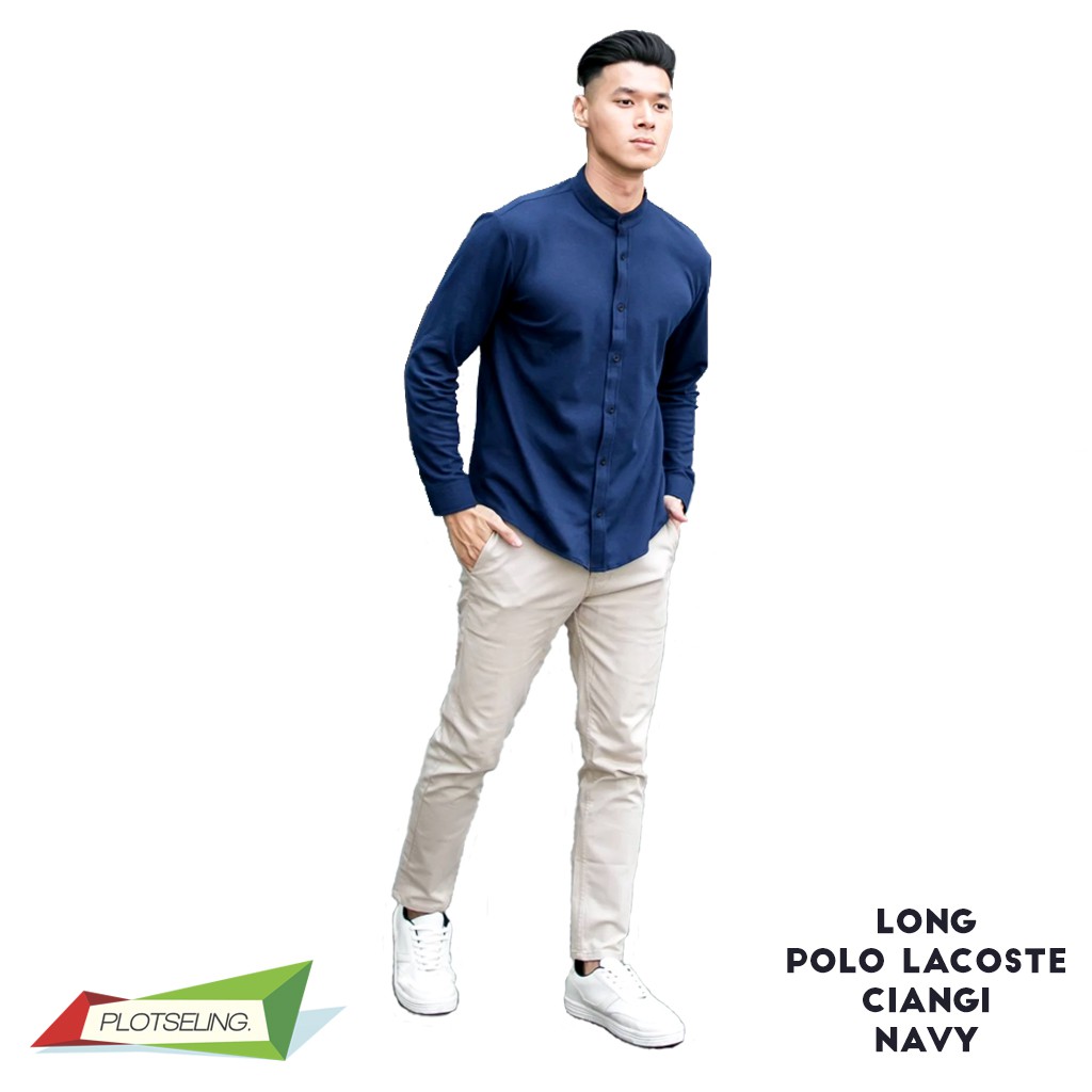 Kemeja Koko CASUAL Pria Lengan Panjang Kerah Ciangi IMPORT HIGH QUALITY - POLO LACOS PIQUE ORIGINAL