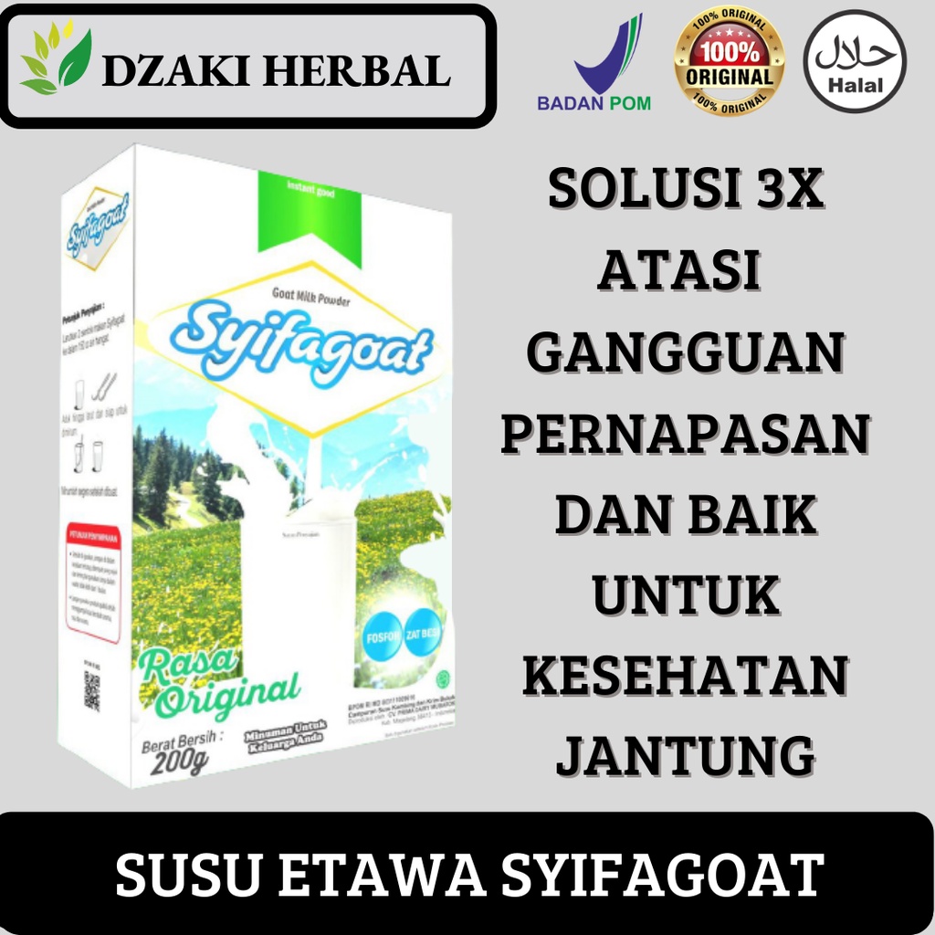 

Susu Kambing Etawa Syifagoat Rasa Orginal | Susu Tinggi Kalsium Fosfor Zat Besi Isi 200 gram