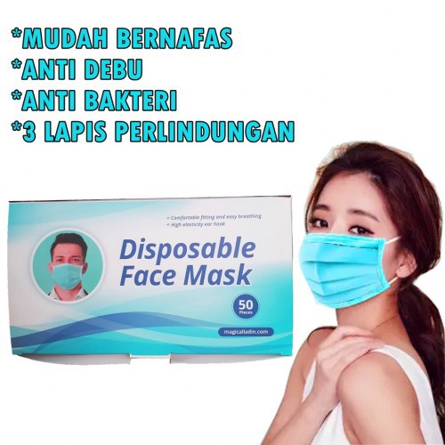 MASKER DISPOSABLE ISI 50 PCS Masker Medis Bedah Supercare3 ply Earloop