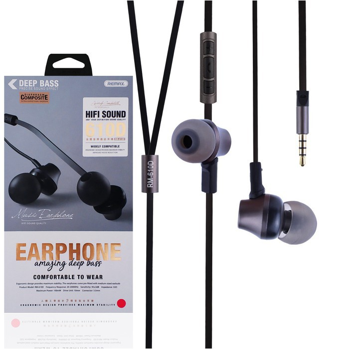 HEADSET EARPHONE REMAX RM-610D AMAZING DEEP BASS ORI