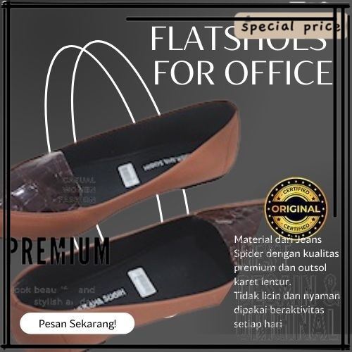 Sepatu Wanita Slip on Terbaru Murah Korea Flatshoes Hitam Putih Teplek Kantor Guru Plat Pansus Santa