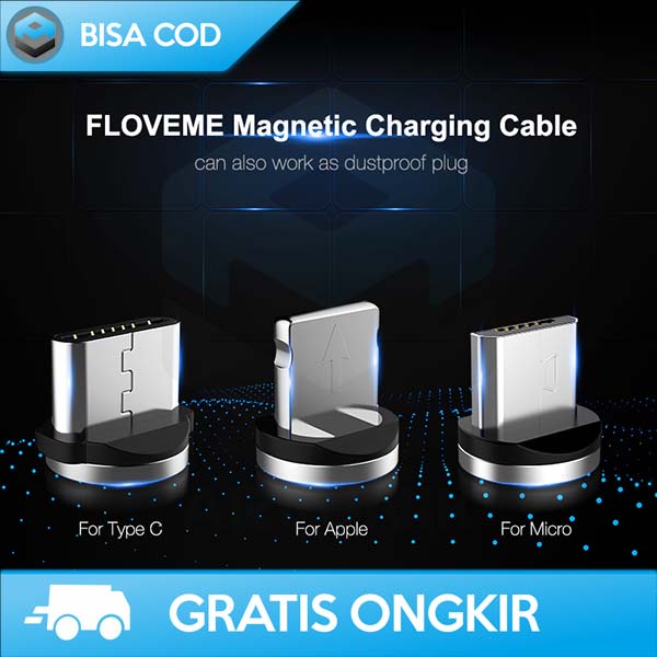 MAGNETIC KABEL DATA CHARGER MICRO USB TYPE C FLOVEME SMARTPHONE ORI