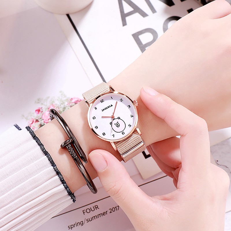 ✅COD Jam Tangan Quartz Retro Simple Bahan Kanvas Gaya Korea-6
