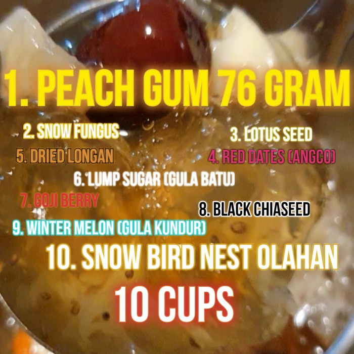 

Paket Peach Gum Collagen Dessert Super Grade ++ Big Size untuk 8 porsi