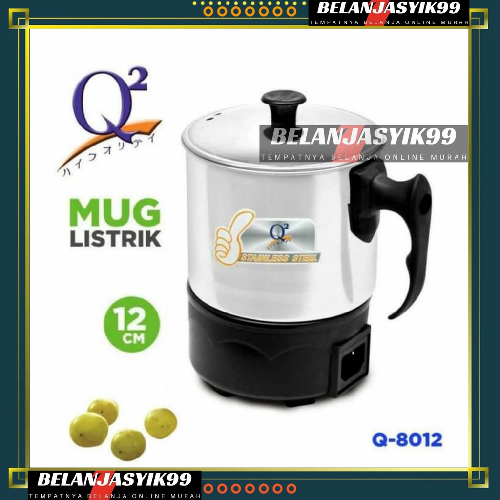 MUG ELEKTRIK PEMANAS LISTRIK / MUG LISTRIK 12 CM STAINLESS STEEL / MUG LISTRIK Q2-8012 / MUG Q2 8012