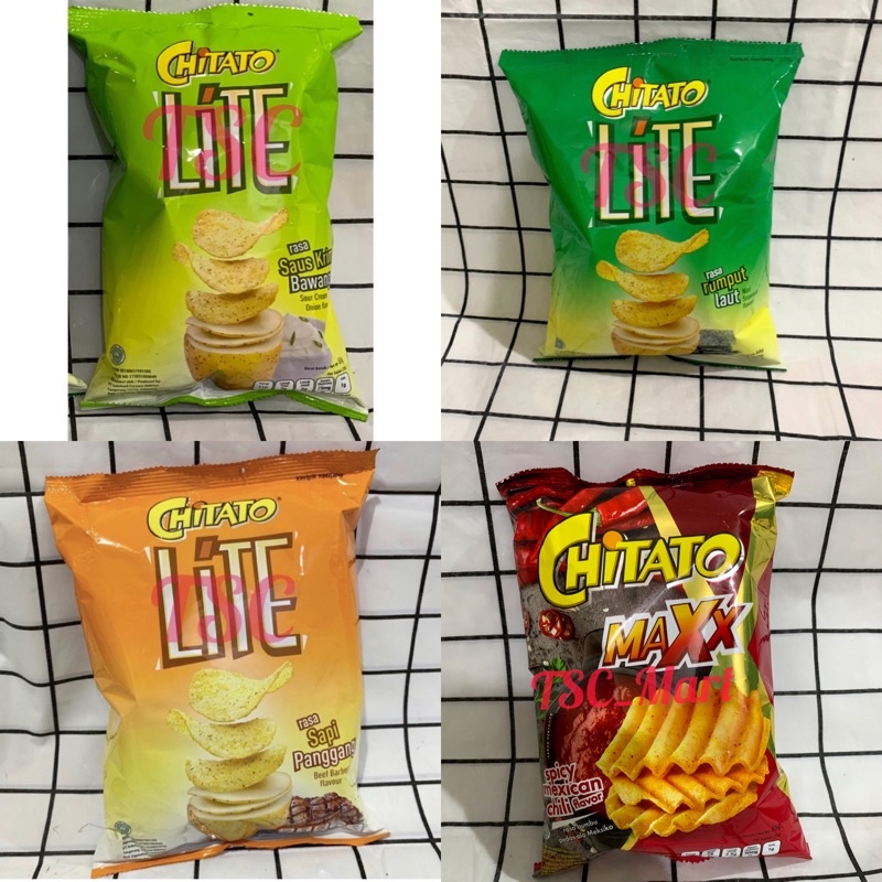 

Chitato Lite BBQ / Seaweed 55gr / Sapi Panggang / Barbeque / Beef / Keripik Kentang / Rumput Laut / Nori / Saus Krim Bawang / Sour Cream Onion / Chitato Maxx spicy Mexican Chili / rasa/bumbu/pedas/ala/meksiko