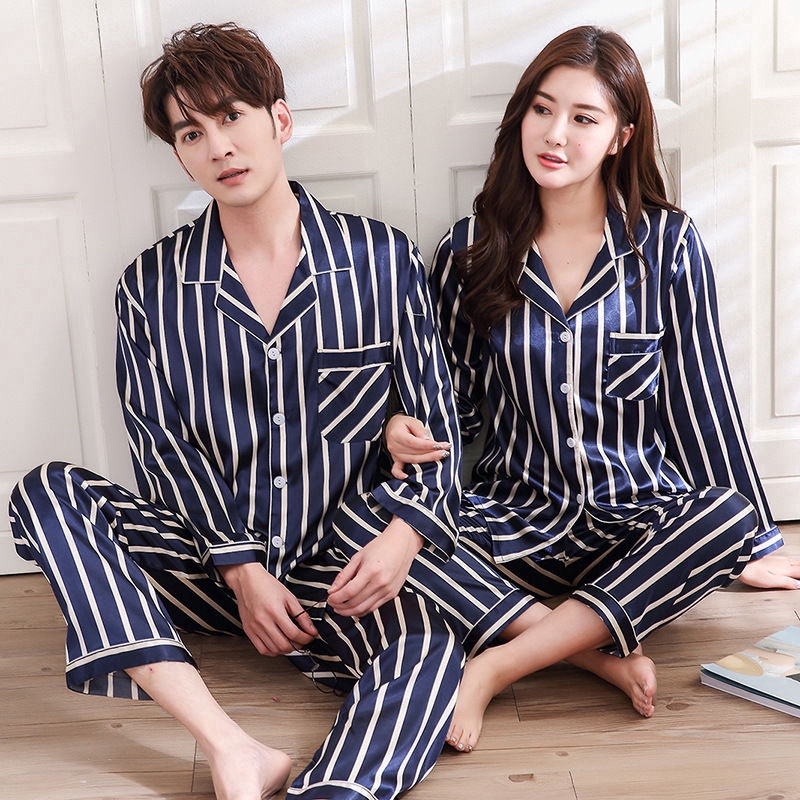 Setelan Piyama Lengan Panjang Celana  Motif Garis Garis 