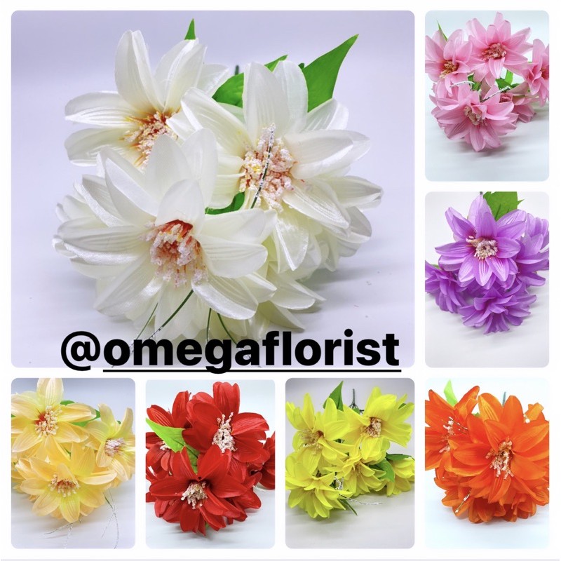 Dahlia Satin Artificial Bunga Artificial/Bunga Plastik/Bunga Dekorasi/Dekorasi Pernikahan/Pernikahan