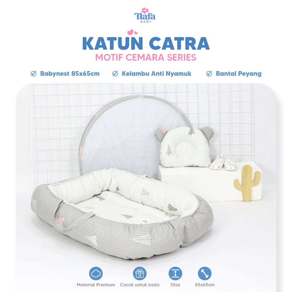 NAFA BABY - READY STOCK Baby Nest Boat Set Bahan Katun + Bantal Kelambu Bayi All Motif | Kasur Bayi