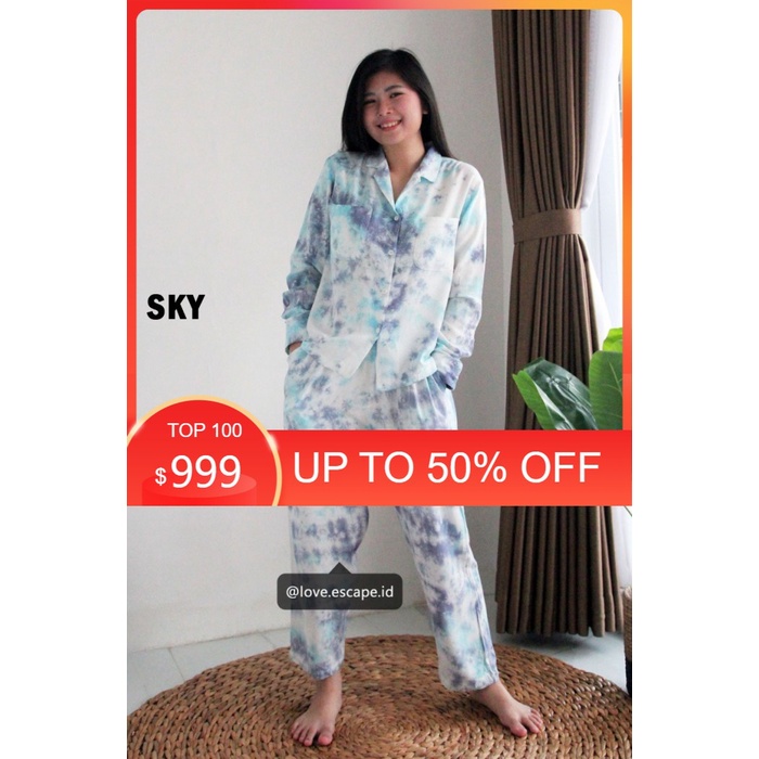 Set Piyama Tie Dye Lengan Panjang / Tie Dye Pajamas