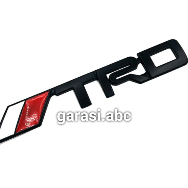 Emblem Badge Body TRD Timbul 3D Sticker Stiker Tulisan Logo Bodi Fender Krom Chrome Hitam Black 3 D Dimensi Metal Besi Toyota Veloz Innova Vellfire Voxy Sienta Alphard Calya Avanza Raize Rush Corolla Land Cruiser Fortuner Yaris Agya Vios Camry Altis