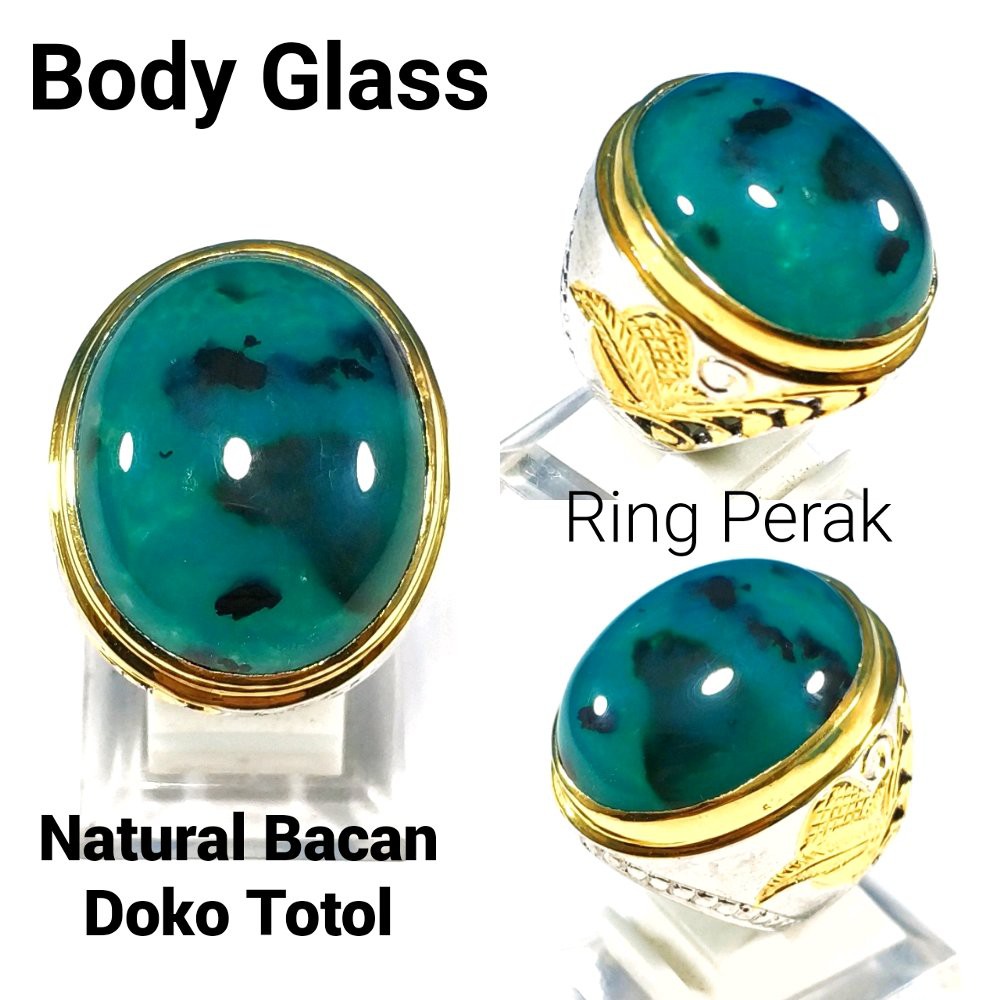 CINCIN BATU AKIK NATURAL BACAN DOKO HIJAU TOTOL TEMBUS MANTAP RING PERAK FREE MEMO KEASLIAN BATU