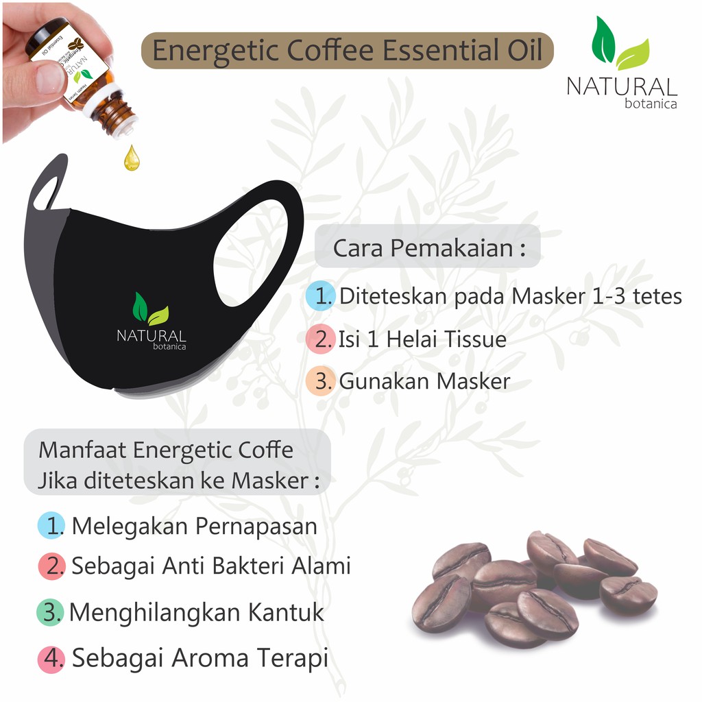 Natural Botanica Energetic Coffee Essential Oil Pure Minyak Esensial AromaTerapi Diffuser Humidifier