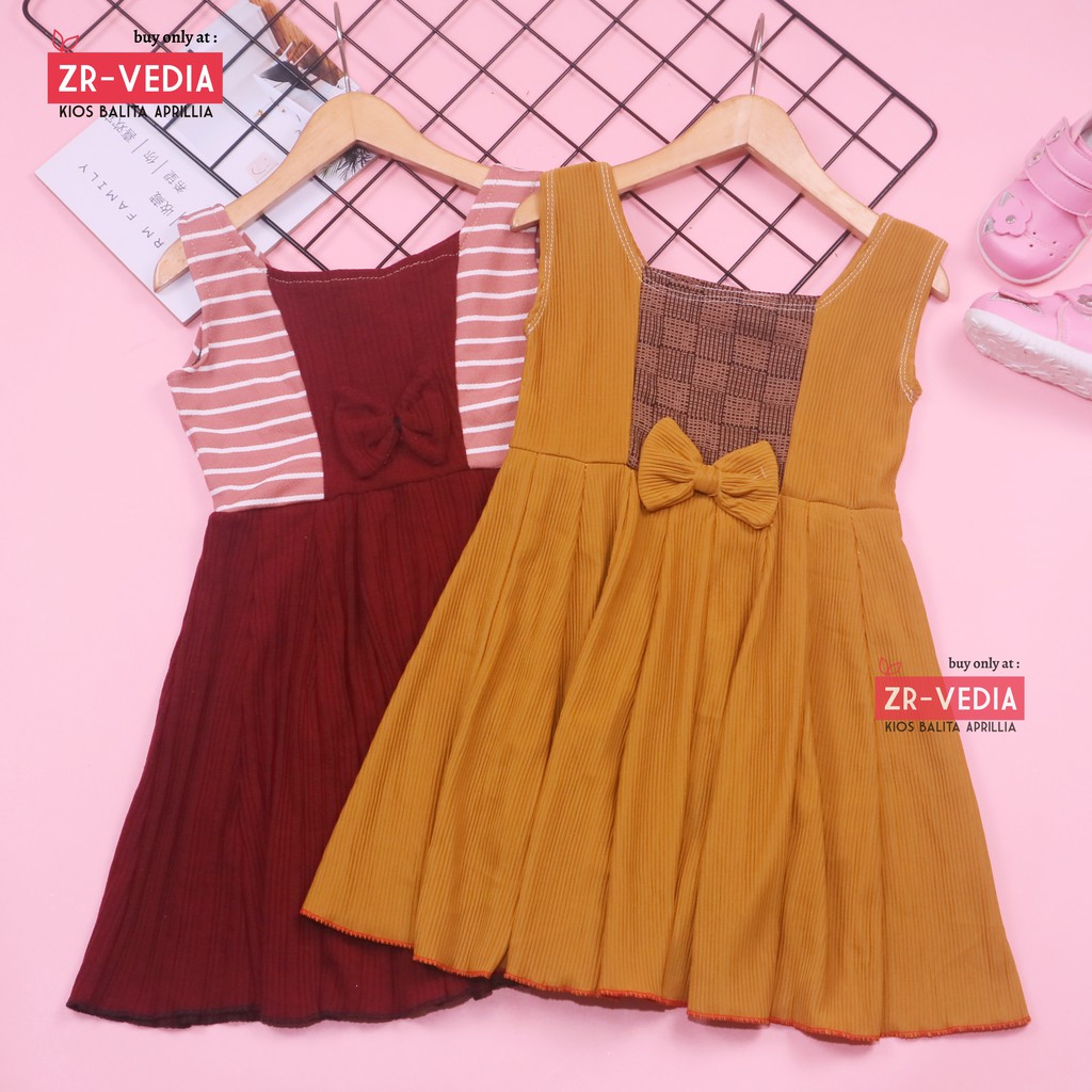 Dress Riani uk 3-4 Tahun / Dres Baju Tanktop Pakaian Plisket Gaun Import Yukensi Anak Perempuan