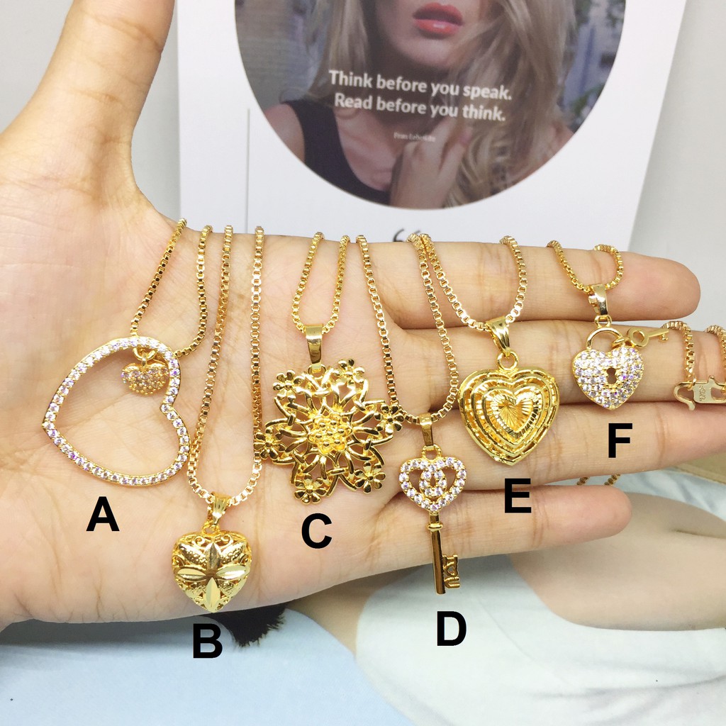 Kalung Liontin Xuping Hati Kunci Gembok Batu Putih Lapis Emas - BN281