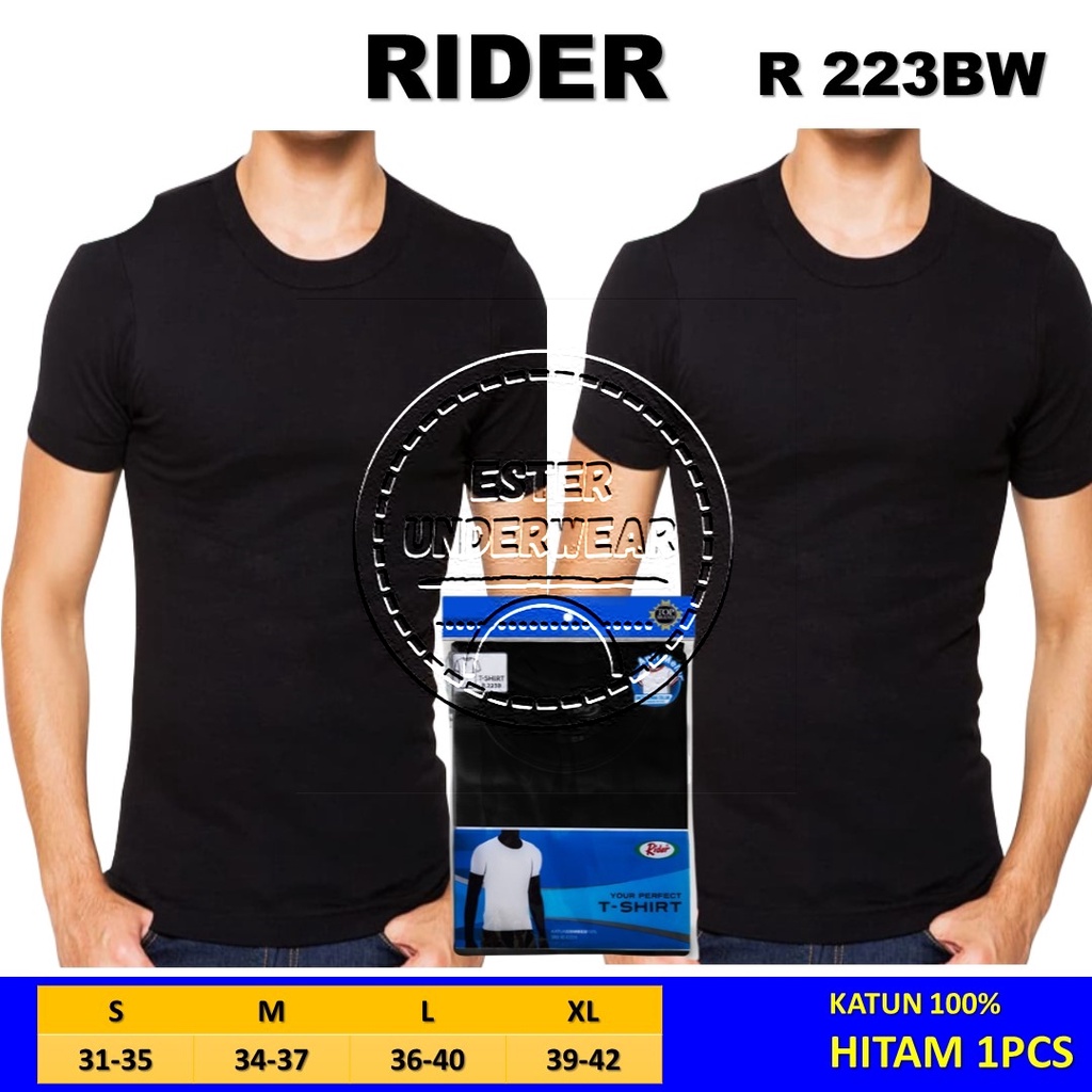 Kaos Dalam Oblong RIDER O-NECK R 223 BW HITAM ISI 1PCS