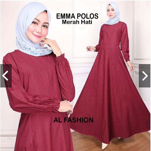 Termurah Baju Gamis Ramadhan Syari Polos Wanita Muslim EMMA POLOS Agen