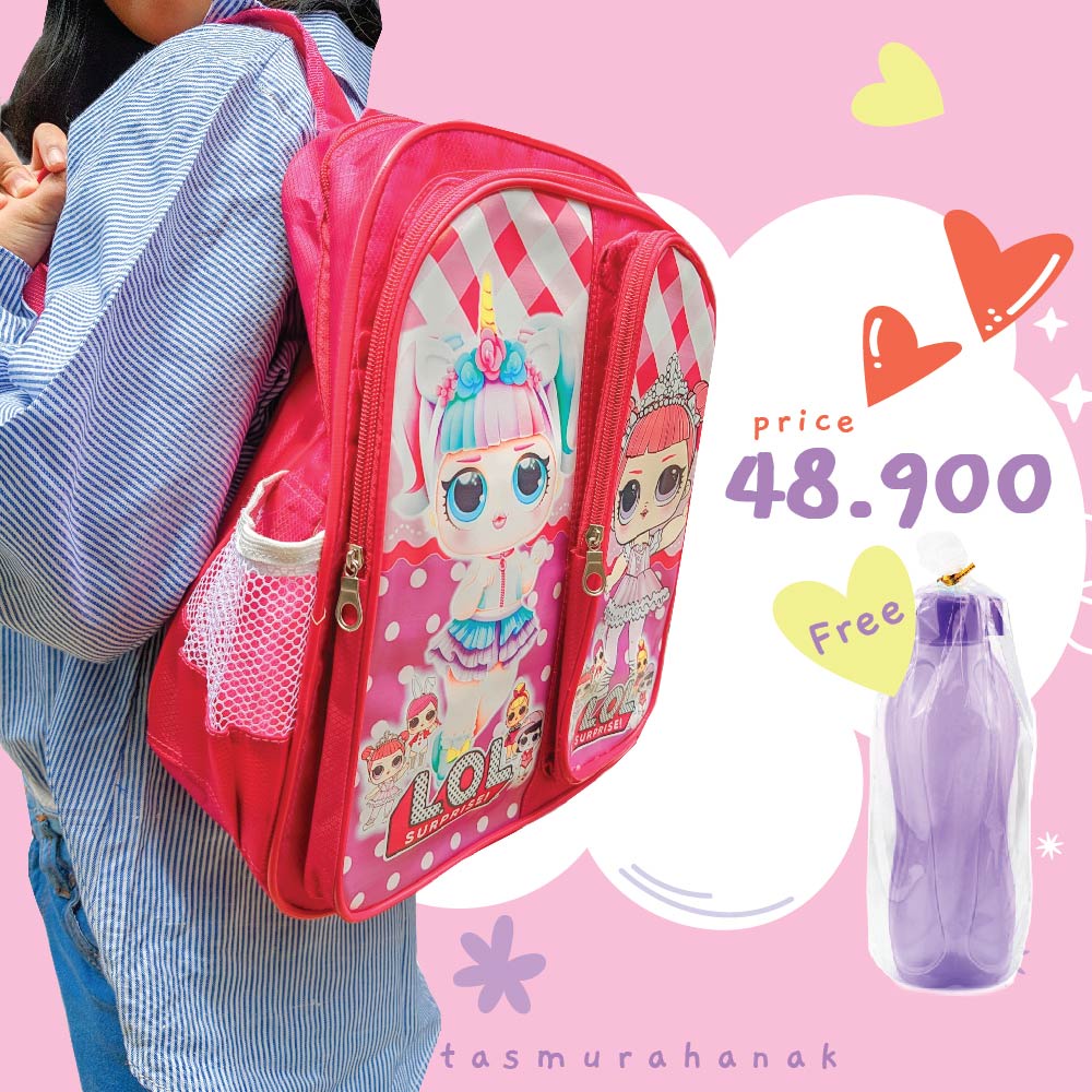 Tas Ransel Anak Perempuan Karakter - Dynamic Two.RTM - PINK + BOTOL