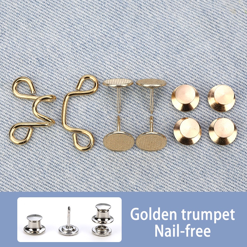 Kancing Jeans Logam Simple Adjustable Kancing Pengait Celana Panjang Jeans Denim Desain Bunga Daisy Warna Putih Kait Pengecil Lingkar Pinggang Celana Jeans Model Bisa Dilepas-B__emas-s