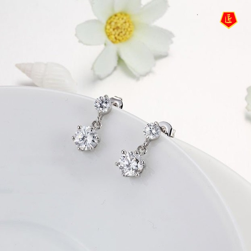 [Ready Stock]Cute Small Diamond Silver Stud Earrings