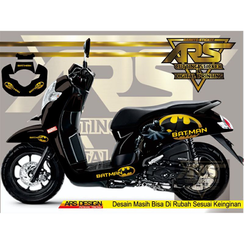 DECAL SCOOPY FULL BODY - STICKER DECAL SCOOPY BATMAN HITAM