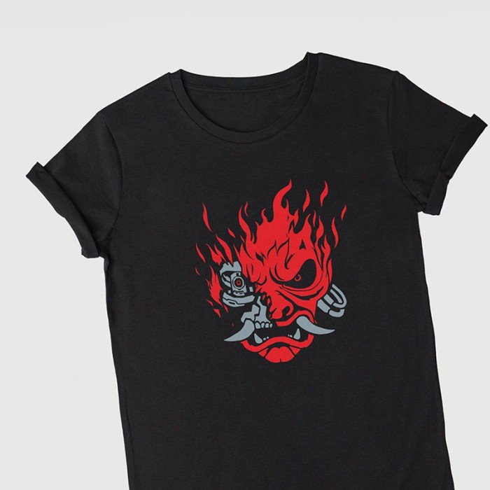 T-Shirt Kaos Pria distro Cyberpunk 2077 Samurai