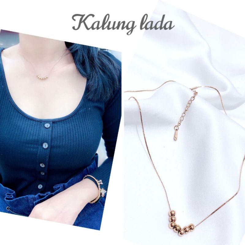 Kalung Titanium asli Mata Kilau Premium Quality Anti karat anti alergi Kalung Stainless steel motif elv tn-0116w