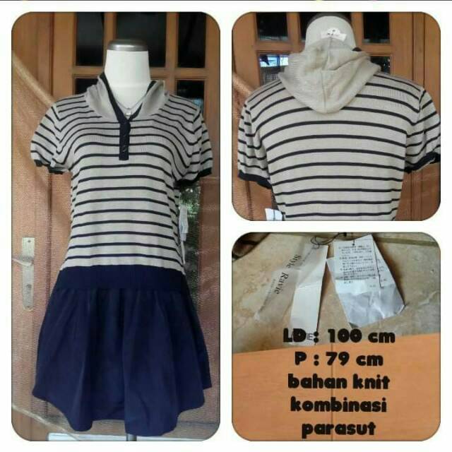 Stripe dress knit hoodie