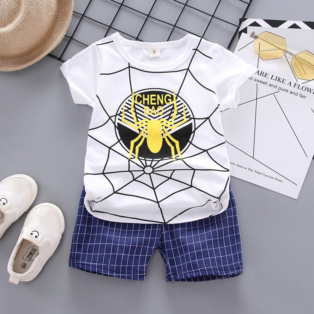 Setelan Pakaian Baju Celana Anak - Motif LOGO SPIDERMAN 014 - 8 bulan - 4 tahun