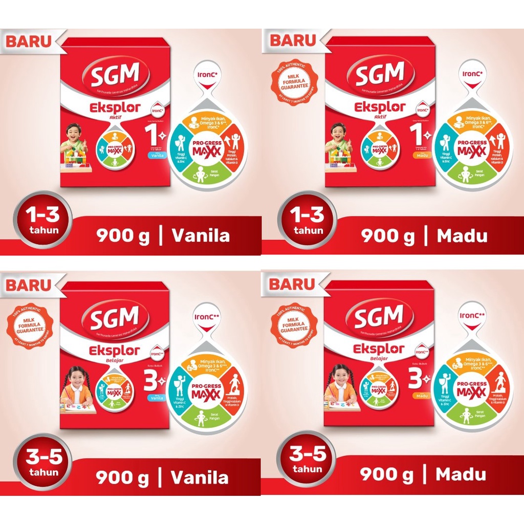 

SGM Eksplor Belajar Pro-GressMaxx 1+ 3+ Susu Formula 900gr Rasa Madu/Vanilla